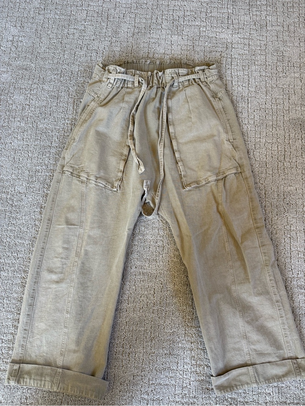 Free People womens Cargo Drawstring Pants in Beige